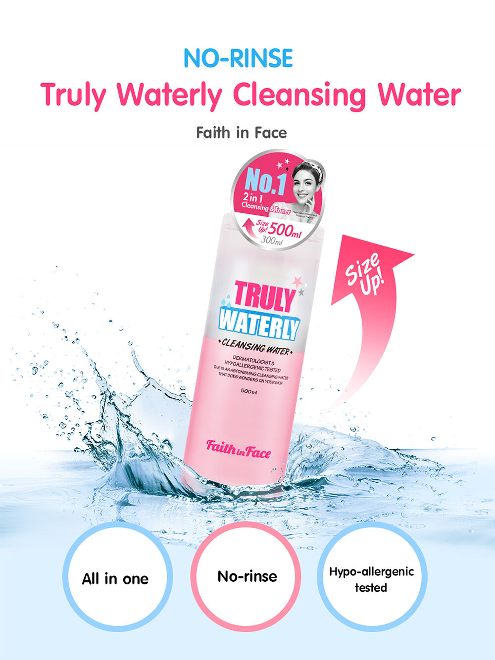 Truly Waterly Cleansing Water ,Faith in Face, Cleansing Water,คลีนซิ่งวอร์เตอร์,ผลิตภัณฑ์ทำความสะอาดเครื่องสำอางค์สูตรน้ำ,ผลิตภัณฑ์ทำความสะอาดเครื่องสำอางค์